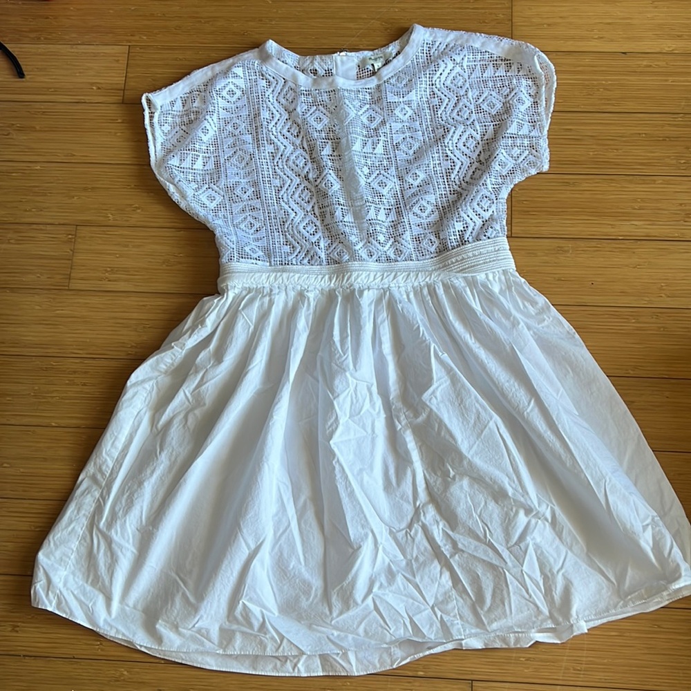 Madewell Geo Lace Eyelet Pleated Dress